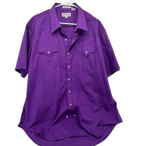 Sheplers Mens Purple Western Pearl Snap Short Sleeve Shirt Tall 18.5 XL 27x34